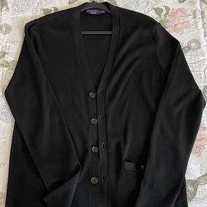 Slim Fit Rib-Knit Wool Cardigan Purple Label Color Black (Never used/washed)
